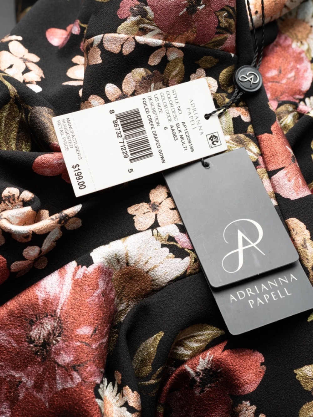 Floral V-Neck Black Maxi Dress with Rose Print - Picture 13 of 13